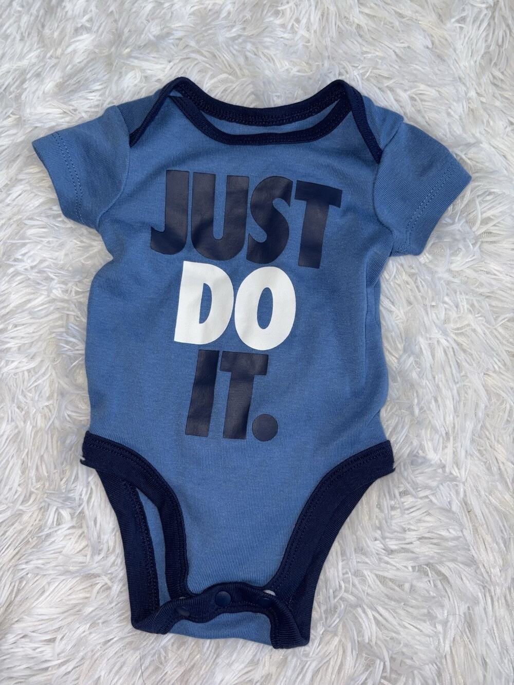 Nike “Just Do It” Baby 3 Mo. Classic “Just Do It” Blue Romper. Cute, Great Shape